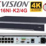 هيكفيجن 4K جهاز تسجيل شبكي 16قناة يدعم شريحة 4جي HIKVISION 4K NVR 16CH DS‐7616NI‐K2/4G, POE, Support 4G SIM 2 SATA