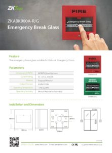 ⁦زرار خرروج انذار الحريق  ZKTecho ZKABK‐900A Break Glass Fire Emergency Exit Release (green)⁩ - الصورة ⁦2⁩