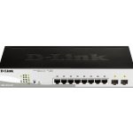 دي لينك سويتش 8 منفذ جيجابت و2 منافذ جيجابت اس اف بي،اسود,D-Link DGS-1210-10/E 8-Port 10/100/1000Base-T ports + 2 SFP ports Web Smart Switch