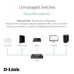 ⁦دي لينك سويتش بـ8 منافذ بسرعة جيجابت ،و4 منافذ POE،اسود,D-Link DGS-1008P 8-Port 10/100/1000Base-T Unmanaged Switch with 4 PoE , 52W PoE Power budget⁩ - الصورة ⁦4⁩