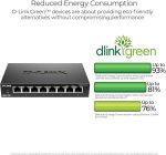 ⁦دي لينك سويتش 8 منفذ POE جيجابت،اسود,D-Link DGS-108/E 8-port 10/100/1000Base-T Unmanaged Metal Desktop Gigabit Switch⁩ - الصورة ⁦4⁩