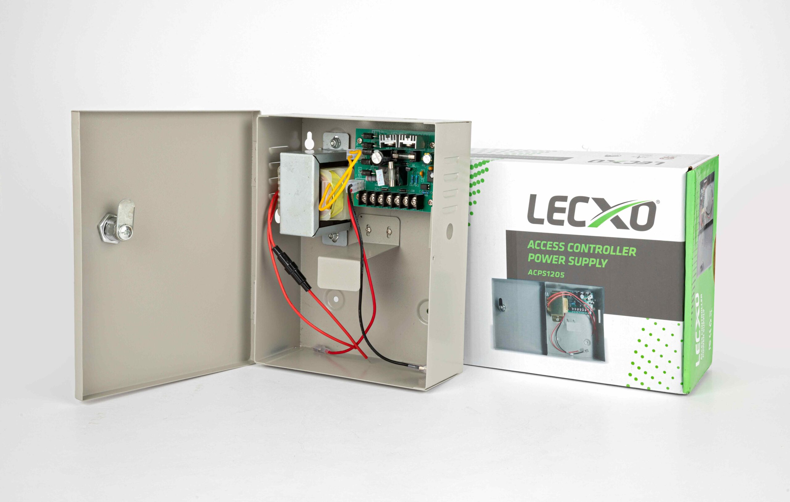 LEXCO POWER SUPLY 2 وحدة تحكم بإمدادات الطاقة للابواب الكهربائية يدعم تركيب بطارية (لايشمل البطارية) LECXO ACPS1205 Power Supply Control AC 110-240V to DC 12V 5A Metal Boxed Cabinet Regulated UPS Power Supply Unit Support Backup Battery Link for Door Access Entry System (Battery Not Included) DC12V / 5A - الصورة 1